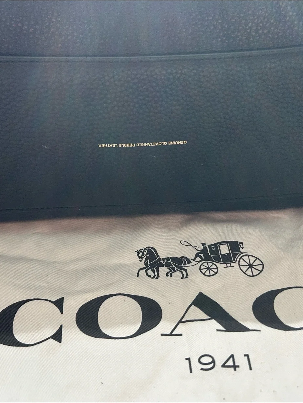 Coach Black Leather Tote with Signature Tag